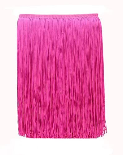 Yalulu 10 Meter Länge 30cm Breite Quaste Schnittfranse Fransen Geschnitten Fransenborte DIY Trimmen Kostüm Lateinisches Kleid Garment Apparel Spitzenborte Nähzubehör (Rosen-Rot)