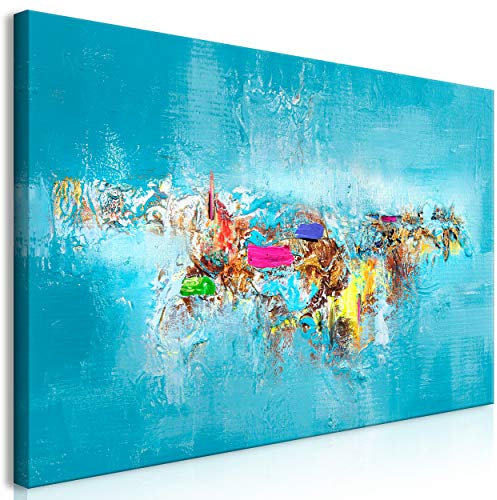 decomonkey Bilder Abstrakt 120x60 cm 1 Teilig Leinwandbilder Bild auf Leinwand Vlies Wandbild Kunstdruck Wanddeko Wand Wohnzimmer Wanddekoration Deko Kunst Modern Textur Blau Bunt