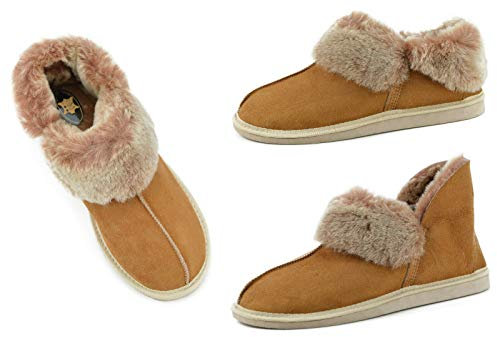 Moro-Design Lammfell Leder Mokassin Hausschuhe Lederhausschuhe Hüttenschuhe Fellschuhe natur (41)