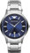 Emporio Armani Reloj Hombre, Movimiento de tres manecillas con fecha, caja de acero inoxidable plateado de 43 mm con correa de acero inoxidable, AR11180, Azul marino y tono plateado