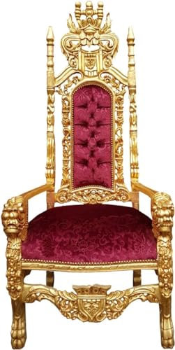 Casa Padrino Barock Thron Sessel Bordeauxrot Muster/Gold - Handgefertigter Königssessel - Hochzeitssessel - Riesensessel - Prunkvolle Barock Möbel