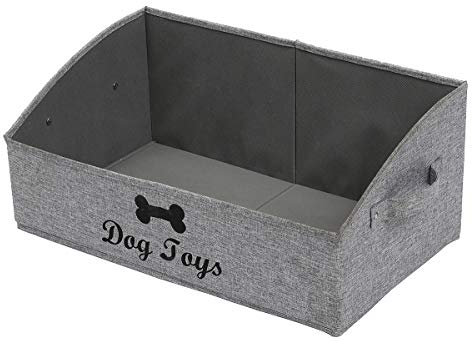 Geyecete - Große Aufbewahrungsbox für Hundespielzeug,Faltbare Trapezförmige Aufbewahrungskorb mit Griff,MDF Aufbewahrungsbox für hundespielzeug und Hundekleidung-Schneeflocke Grau