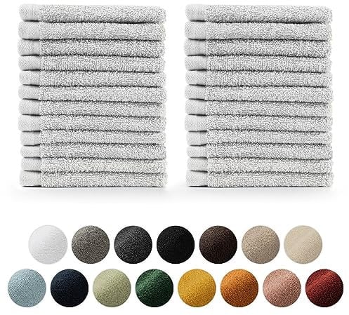 Blumtal Premium Frottier Gästehandtücher Set 24 teilig 100% Baumwolle - Oeko-TEX zertifiziertes Gästehandtuch 24x (30x30 cm) - Ultra saugstarkes Gästetücher Set waschbar °60 - Handtücher Weiß