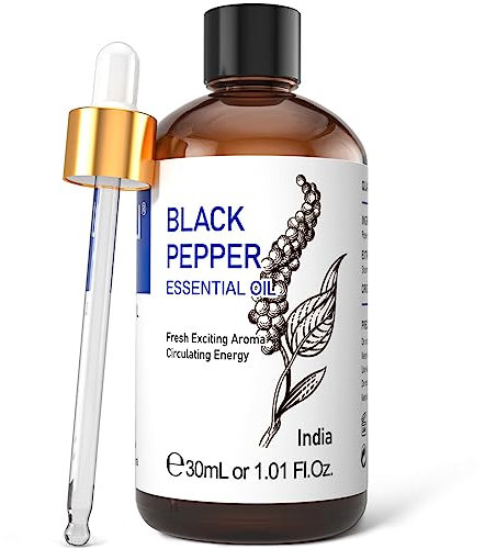 HIQILI Black Pepper Essential Oil 30ML, 100% Natural Aromatherapy Oil for Face, Candle Making, Diffuser, Skin&Hair-1 Fl Oz