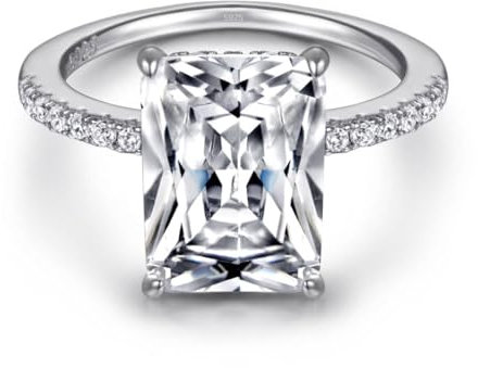 Luxuriöser Baguette Damenring aus 925 Sterling Silber in Weiß für Damen mit Stein I Ring mit Zirkonia Steinen und Profischliff I Schmuck in Juweliersqualität (60)