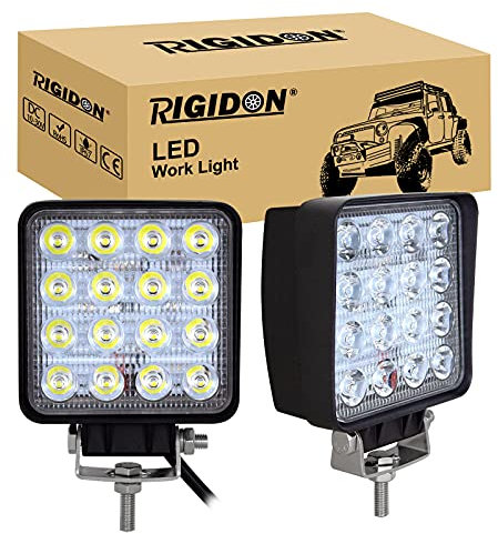 RIGIDON 2 Pcs Auto Quad Scheinwerfer, 4 Zoll 10cm 48W Spot Strahler Offroad Beleuchtung für SUV ATV, Traktor, LKW, 4x4, 6000K Weiß led nebelscheinwerfer, led arbeitsscheinwerfer, led arbeitslicht