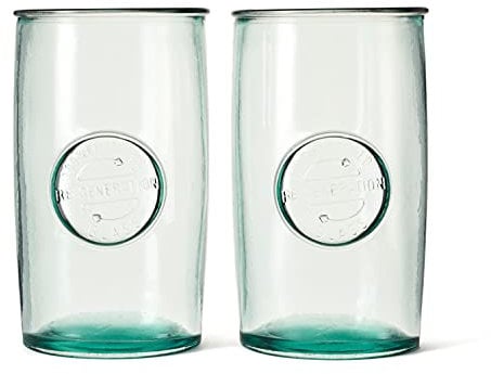 Re-Generation Glassware Set of 2 Smoothie Juice Tumblers, 450ml, 100% Recycled Glass