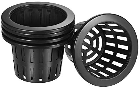 sourcing map Garden Slotted Mesh Cups Hydroponic Net Pots Plastic 5 Inch, Suitable for Home Vegetable Flower Planting, Black 5pcs