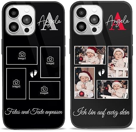 Easycosy personalisierte Handyhüllen mit Bild für 16 15 14 13 12 11 Pro/Max/Mini XR X Xs Max Benutzerdefinierte iPhone-Hülle mit Mehreren Fotos für Freunde, Familie, individuelle Vollschutz-TPU-Hülle