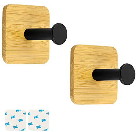 WJUAN 2 Pièces 35 mm Patere Murale Bois, Givré Crochets Muraux en Bois, Porte Manteau Mural Bois sans Perçage, une Combinaison D'éléments Industriels et Naturels