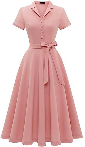 Wedtrend V-Ausschnitt Cocktailkleid Vintage 50er Jahre Kleid Damen Blush Abendkleid Petticoat Kleid 50er Jahre Rockabilly WTP30001 Blush XL