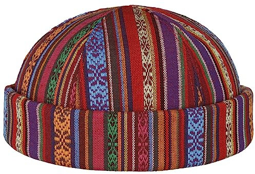LIERYS Fresh Stripes Dockermütze Herren Beanie Baumwolle Viskose Made in Italy Handgefertigt Bunt Frühjahr Sommer rot XL (60-61 cm)