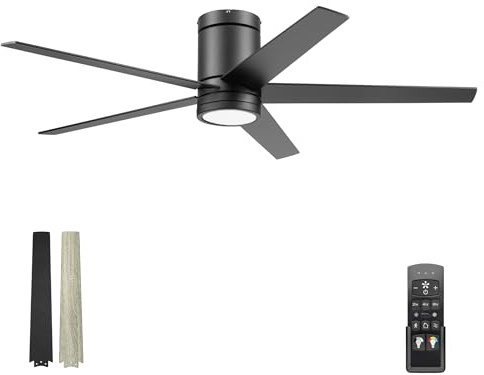 Honeywell Graceshire 52 Ceiling Fan with Colour Changing LED Light and Remote Control, 5 Blades, Reversible Airflow, Matte Black