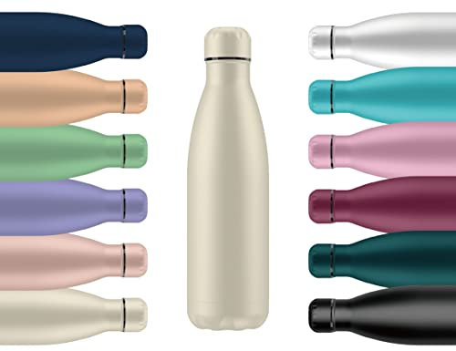 Mi Ko Mi Ka Botella de Agua Térmica de Acero Inoxidable Reutilizable | Sin BPA | Mantiene 24H Frio / 12H Calor | Hermética - Doble Pared a Prueba de Fugas (Blanco, 750ml)