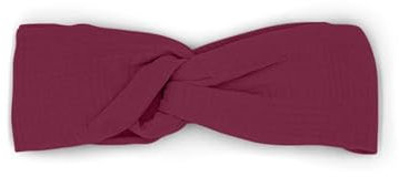 hutch&putch Premium Musselin-Stirnband für Damen - Haarband aus 100% Bio-Baumwolle - weiches Haarband mit Gummizug - Boho Stirnband mit starkem Halt ohne Knickstelle (Red Violet)