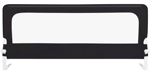 Bettgitter klappbar, Bettschutzgitter mit Verstellbarer Gurte, EIN-klick-Faltung, Rausfallschutz Bett 180° faltbar für Boxspringbett, Elternbett, Kinderbett-200 * 70 * 26 cm – schwarz
