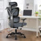 DoChair Chaise Bureau Dossier en Maille Extensible Ergonomique Appui-tête réglable et Chaise de Bureau en Hauteur avec Cintre, Gris foncé