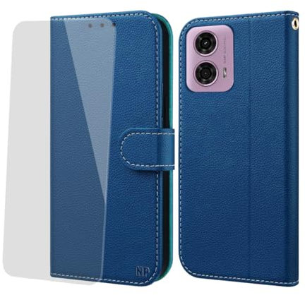 NP-Caser Coque pour Moto Motorola G24/G04/G04s Etui Portefeuille Anti-Choc Porte-Carte Protection Magnétique Compatible pour Moto Motorola G24/G04/G04s (6,56 Pouces), Bleu