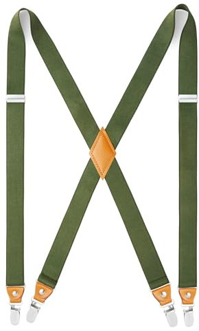 HISDERN Hosenträger für Herren Breit 2.5 cm mit sehr Starken 4 Metall Clip Elastisch and Verstellbar Männer Hosenträger X-Form