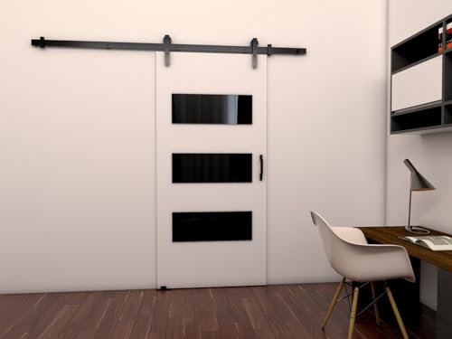 MINIO go for it - Porte Coulissante Interieur avec Rail LIFT E, Portes Coulissantes Murales Intérieures, Coulis, Complet Raille Doors, Ensemble Porte Interieur (Blanc Mat 96x205 cm)