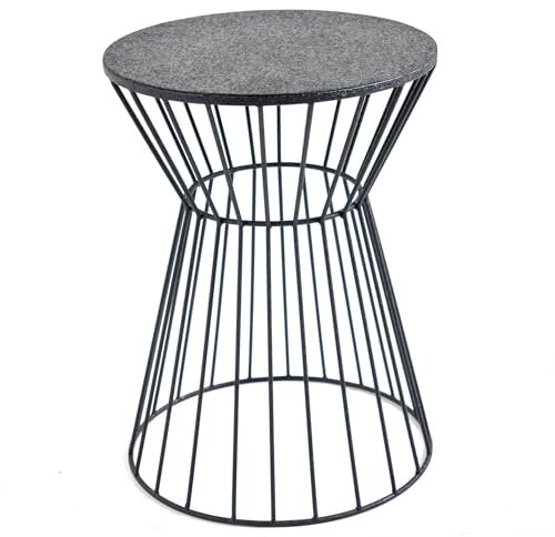 Riess Ambiente Runder Beistelltisch Variation 45cm schwarz Eisen Metallgestell Handmade Couchtisch Wohnzimmertisch Sofatisch Tisch Telefontisch Nachttisch