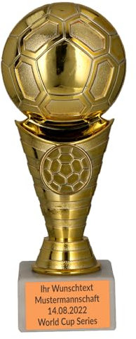 Larius Fußball Pokal Ehrenpreis Trophäe - ST2 (mit Wunschtext, Gold)