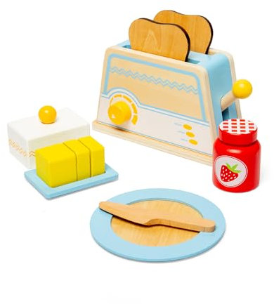 Bigjigs Toys Breakfast Set - Wooden Food Playset, Toy Kitchen Accessories, Pretend Play For Children, Sustainable Gifts & Playsets, Boosts Imaginations, Age 18 Months Old +