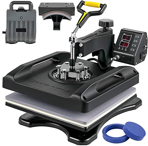 30 * 38CM 38 * 38CM 5 en 1 máquina de prensado en caliente multifuncional pantalla Digital impresora de sublimación for gorras camisas tazas(15x15in 5in1 Black)