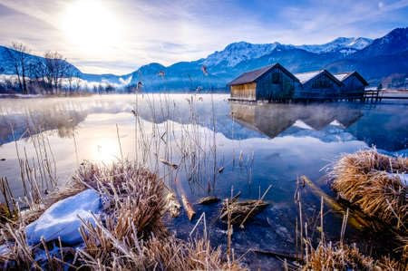 adrium Holz-Bild 80 x 50 cm: Kochelsee - Bayern - Deutschland - Europäische Alpen (118158755)