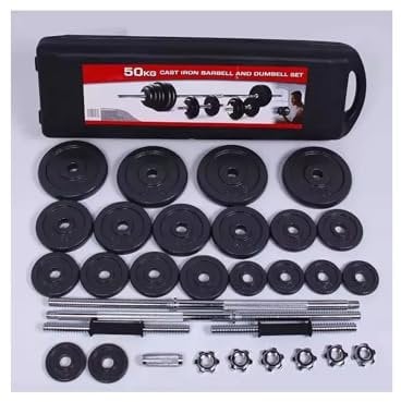 50KG Cast Iron Adjustable Dumbbells Weight Set Men Women Weight Barbell Set With Case | Adjustable Dumbbell Strength Training Equipment Home Gym Fitness Free Weights for Weight Lifting