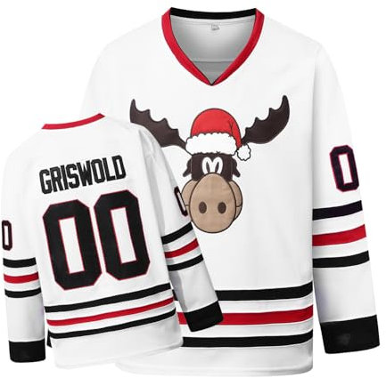 PRIMITAS Griswold #00 Movie Christmas Hockey Trikots Stitched Letters and Numbers S-XXXL, Weiss/opulenter Garten, S