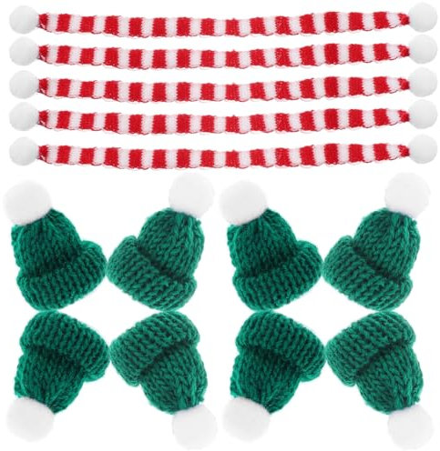 OATIPHO Weihnachts-Mini-Schal Und Mütze 20 Stück Weinflaschen-Halstuch Kleiner Schneemann Deko-Schal Mütze Puppenkleidung Zubehör für Die Weihnachtsfeier