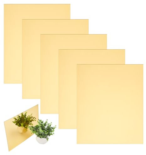 UNICRAFTALE 5 piezas azulejos de espejo de pared dorados rectangulares espejo acrílico pegatinas de pared azulejos espejo flexible decoración de pared para baño casa gimnasio dormitorio corte grabado
