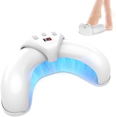 iKeener Lichttherapiegerät für Nagelpilz mit einstellbaren Sitzungen von 3,5,10 Minuten, Behandlung von mehreren Zehen und bequemen Füßen, 12 Stück 470 nm, 6 Stück 910 nm, Lichttherapie(Blassweiß)