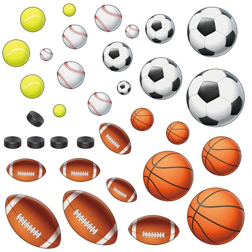 Sportball-Aufkleber, einfach abzuziehen und aufzukleben, Basketball, Fußball, Hockey, Sport-Wandaufkleber, Wandkunst, DIY, Kinder, Baby, Jungen, Wandaufkleber für Kinderzimmer, Wohnzimmer,