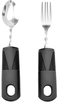 2 Stück Parkinson Besteck,Parkinson Löffel,Besteck Für Behinderte,Behinderten Hilfsmittel,Mit Dickem Griff,Hergestellt Aus Rostfreiem Stahl,Geeignet Für Ältere Und Behinderte Menschen