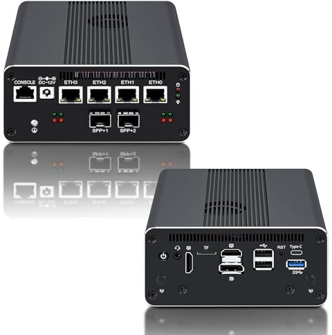 Ttfzzztech 10GbE SFP+ Firewall Mini PC Alder Lake N100 4x i226-V 2.5G 16GB DDR5 512GB SSD Mini Computer Soft Router PC Proxmox Server, Barebone