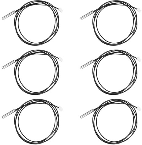 6 Piezas Sonda de Sensor de Temperatura, 1 m 10K Sensor de Temperatura de Termistor 3950 NTC Sensor de Temperatura con Cable para Refrigerador Aire Acondicionado Termostato