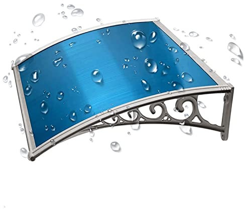 JXIPANUL Fenster-Markisen, Markise, Fenster, Wandmontage, Türüberdachung, Wind- und Schneeschutz, Überdachung für Terrasse, Regenschutz, Überdachung für Tür mit Grauer Stütze, Blauer Polyca