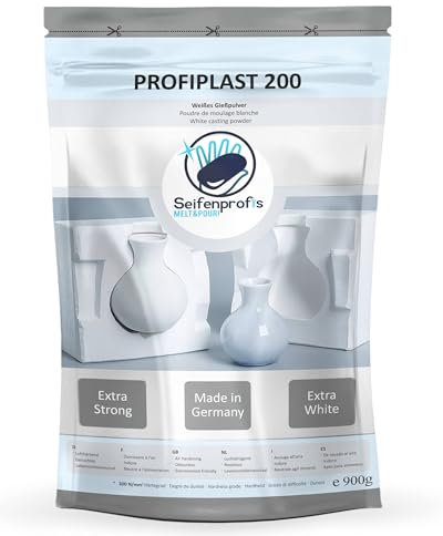 Seifenprofis Profiplast 200 - Polvere per colata in rilievo, 900 g, confezione di prova, extra bianco, colata in polvere, impasto, modellazione, strutturazione, adulto