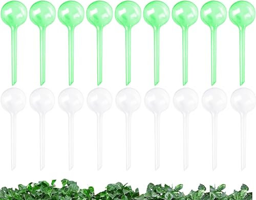 BEOIUCZZY 18 bolas de riego para plantas, plantas pequeñas, 13 x 5 cm, bolas de riego, para interior y exterior (verde + transparente)