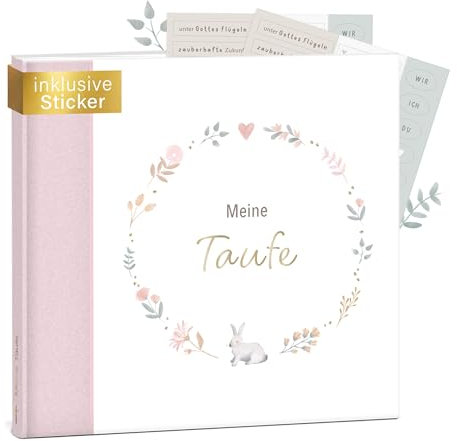 mintkind® Gästebuch Taufe Rosa - Taufbuch für Junge & Mädchen, Taufgeschenk & Taufalbum, 72 Seiten für Glückwünsche und Fotos, Gästebuch Taufe & Erinnerungsbuch