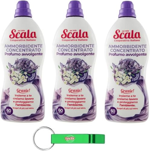Scala Ammorbidente Suavizante concentrado de lavanda y lirio de los valles, 60 lavados, dermatológicamente probado, 1500 ml + llavero Beni Culinari gratuito
