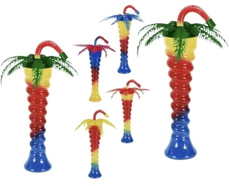 Palm Tree Twist Slush Yard Cups 12oz (350ml) Transparent – 80 Pack with Lids & Straws | Perfect for Mocktails, Cocktails, Beach Days, Pool Parties, and Small Shops