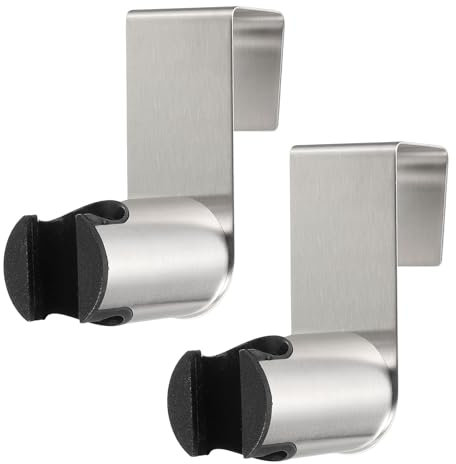 QUARKZMAN 2 Pcs Portable Douche Tête Support, Inox Acier Support Sans poinçon Mural Baguette pour Bain, Argent