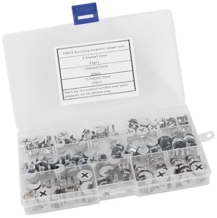 RiToEasysports 75 Stcs Neum -Nuss -Set für Möbelpaneele Kohlenstoffstahl Montage Maker Kit für Schränke, Schränke Einfach zu Bedienende Exzentrische Radmutter Kombination