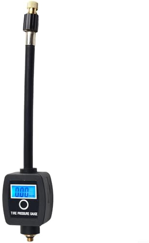 Emiif Digitales Reifendruckprüfer für Fahrrad, Presta-Ventile, 4 Einheiten (PSI/Bar/kg/cm²/KPa), LCD-Display mit Hintergrundbeleuchtung, 235 mm ABS + Metall-Design