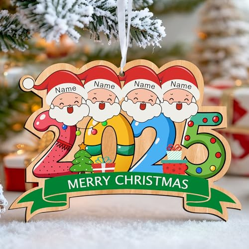 Personalised Christmas Bauble, 2025 Christmas Tree Decorations, UV Printed Personalised Xmas Baubles, Custom Family Xmas Ornament Gifts (Family of 4, Design 1)