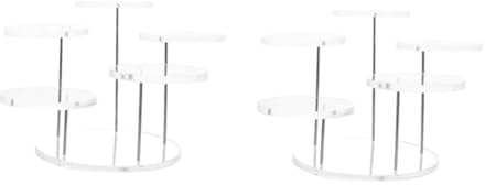 DIYEAH 2 Stück Transparenter Mehrstöckiger Schmuckständer aus Acryl Runder Präsentationsständer mit Sockel Gestufter Display Erhöhung für Juwelier Boutique