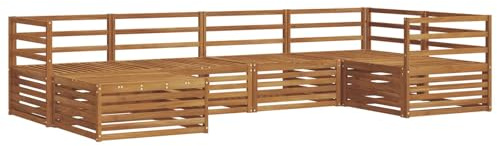 vidaXL Outdoor-Sofagarnitur 6 pcs Natur Massivholz Akazie, Moderner Outdoor-Sofa, robuster Sitzecke für Garten, bequemer Lounge für die Terrasse